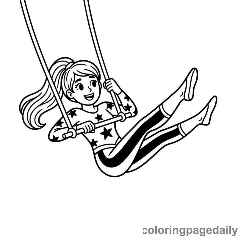 Trapeze Artist Swinging - Daily printable coloring page in Sports category