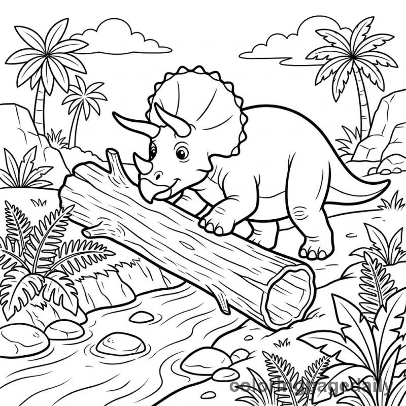 Triceratops Building Log Bridge - Colored reference example