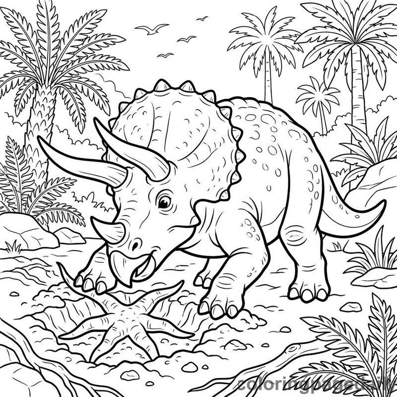 Triceratops Digging Star Root - Colored reference example