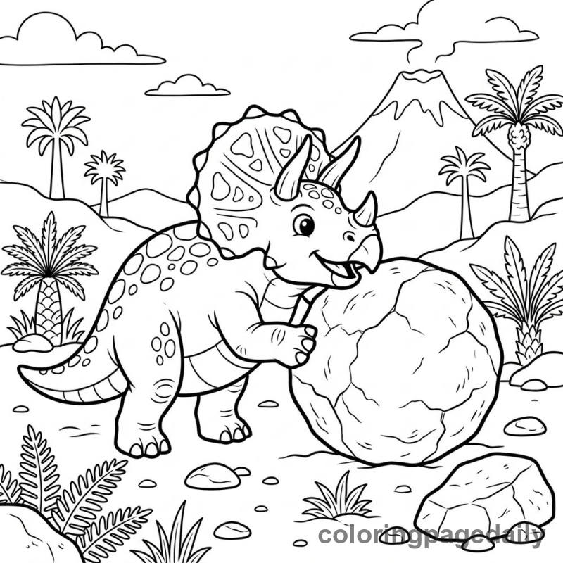 Triceratops Rolling Rock - Colored reference example