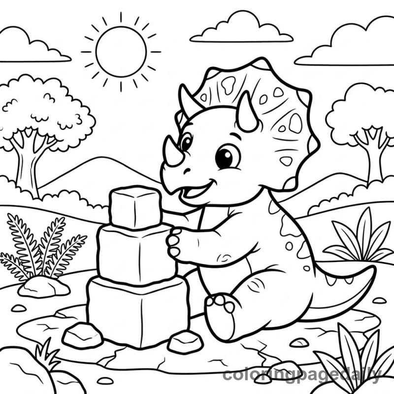 Triceratops Stacking Blocks - Colored reference example