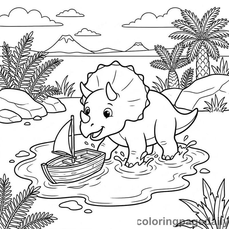 Triceratops Toy Boat - Colored reference example