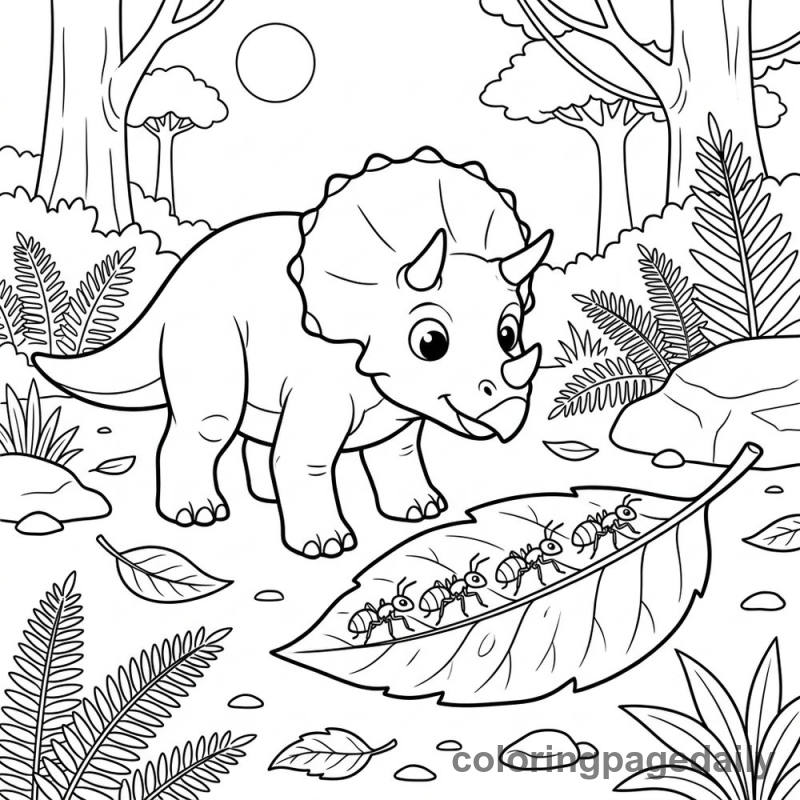 Triceratops Watching Prehistoric Ants - Colored reference example