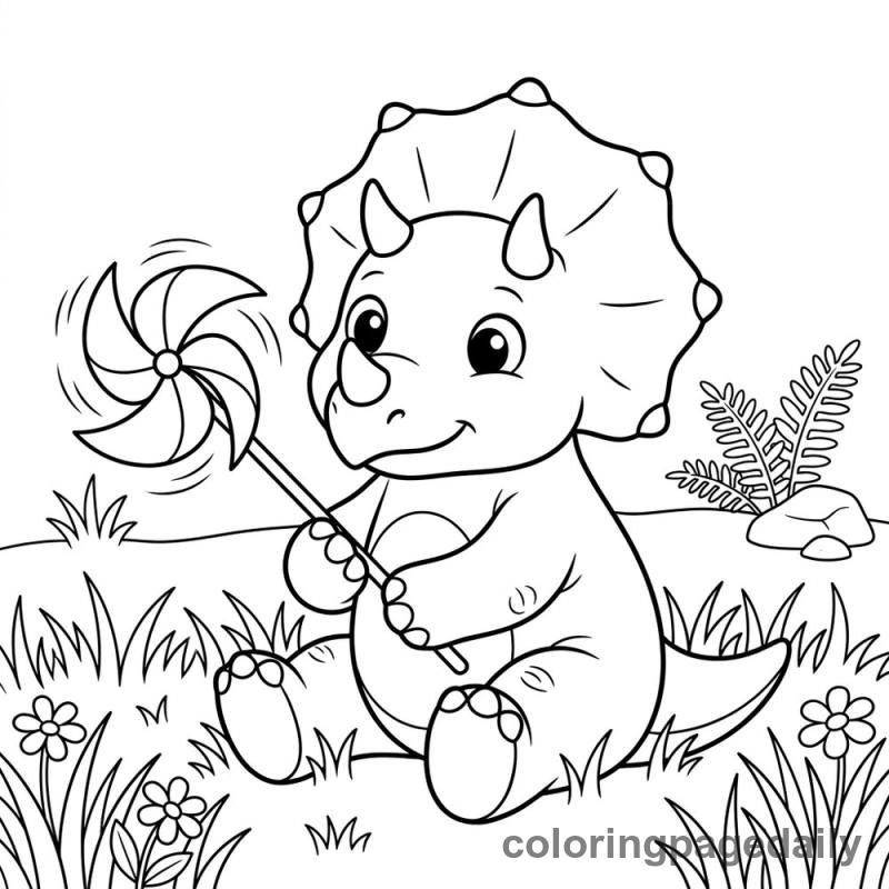 Triceratops With Pinwheel - Colored reference example