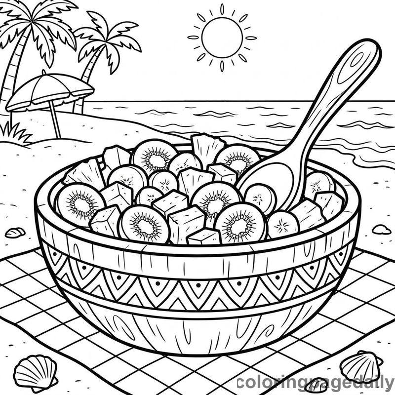 Tropical Fruit Salad Picnic - Colored reference example