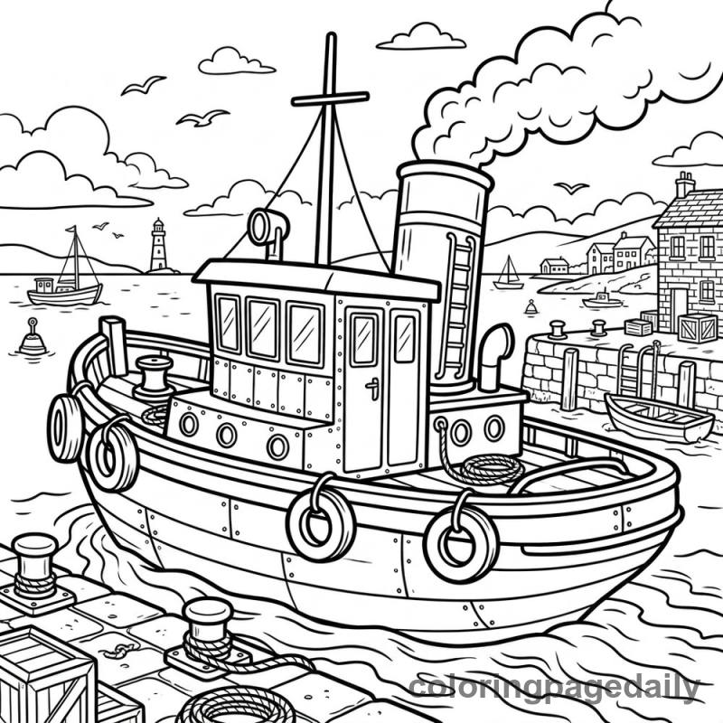 Tugboat Harbor Work - Colored reference example