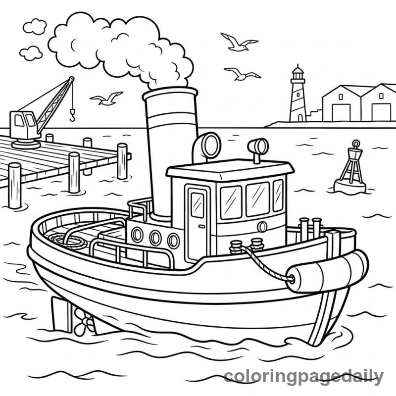 Tugboat in the Harbor - Colored reference example