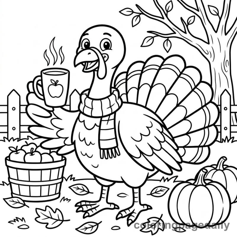 Turkey Drinking Cider - Colored reference example