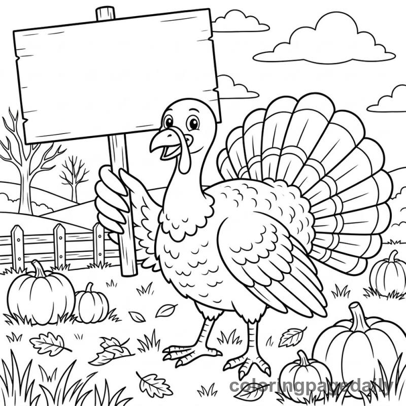 Turkey Holding a Sign - Colored reference example