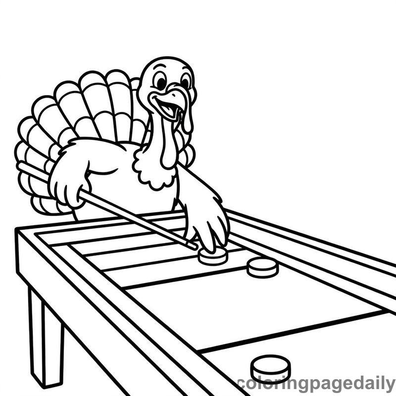 Turkey Playing Shuffleboard - Colored reference example