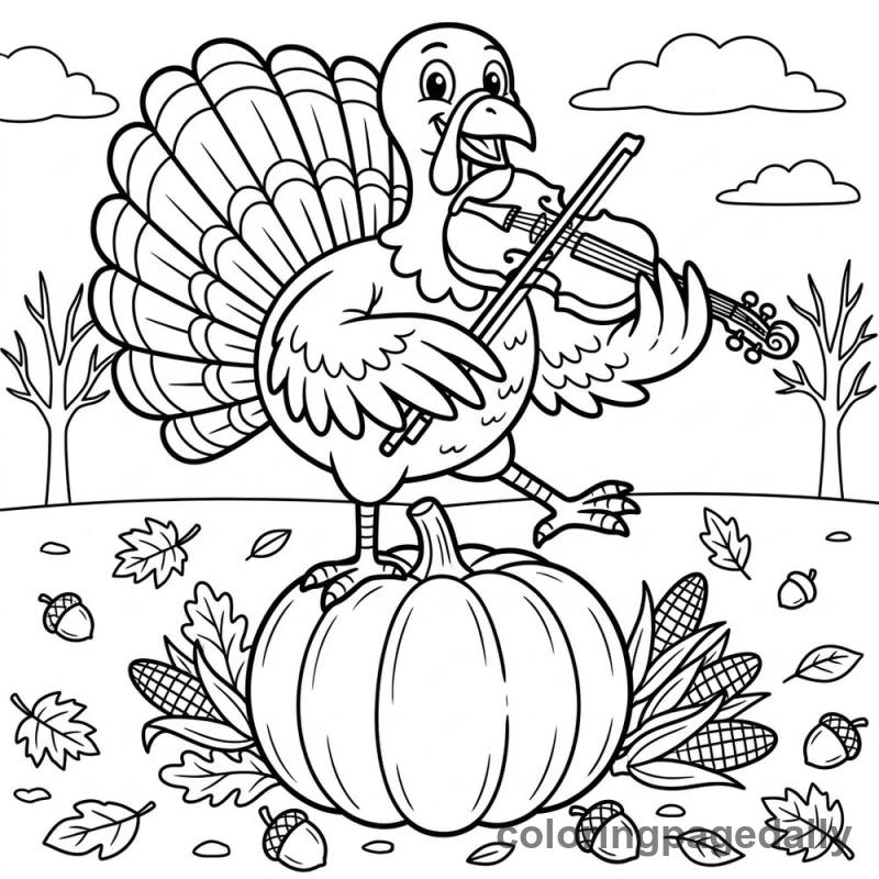 Turkey Playing the Fiddle - Colored reference example