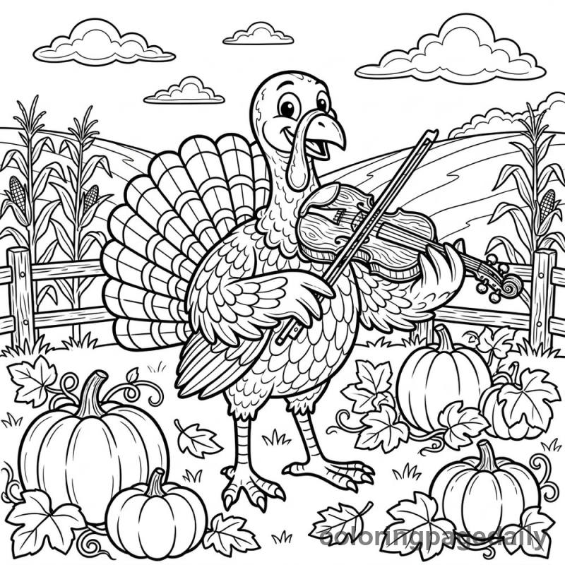 Turkey Playing Violin - Colored reference example