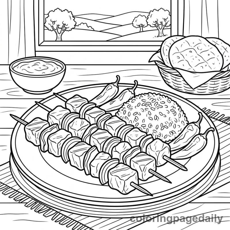 Turkish Shish Kebabs - Colored reference example