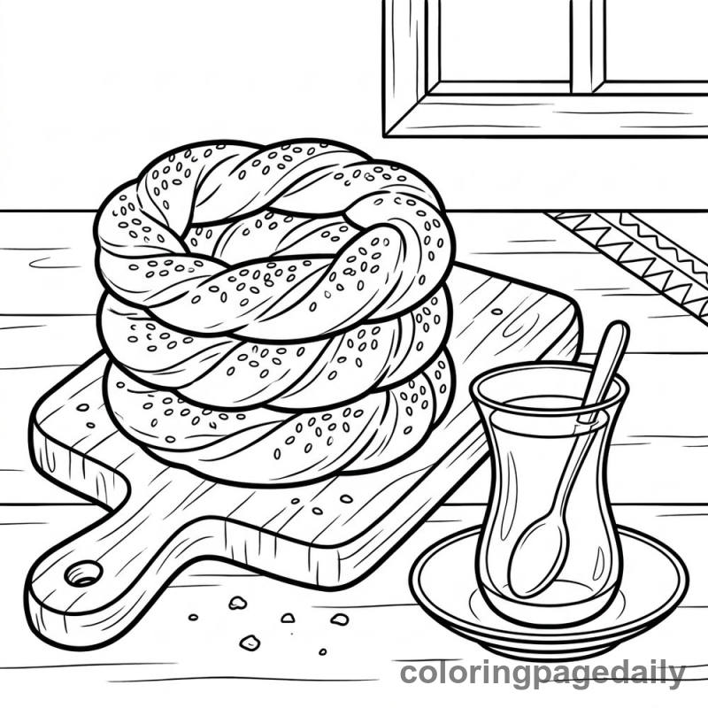 Turkish Simit Bread Rings - Colored reference example