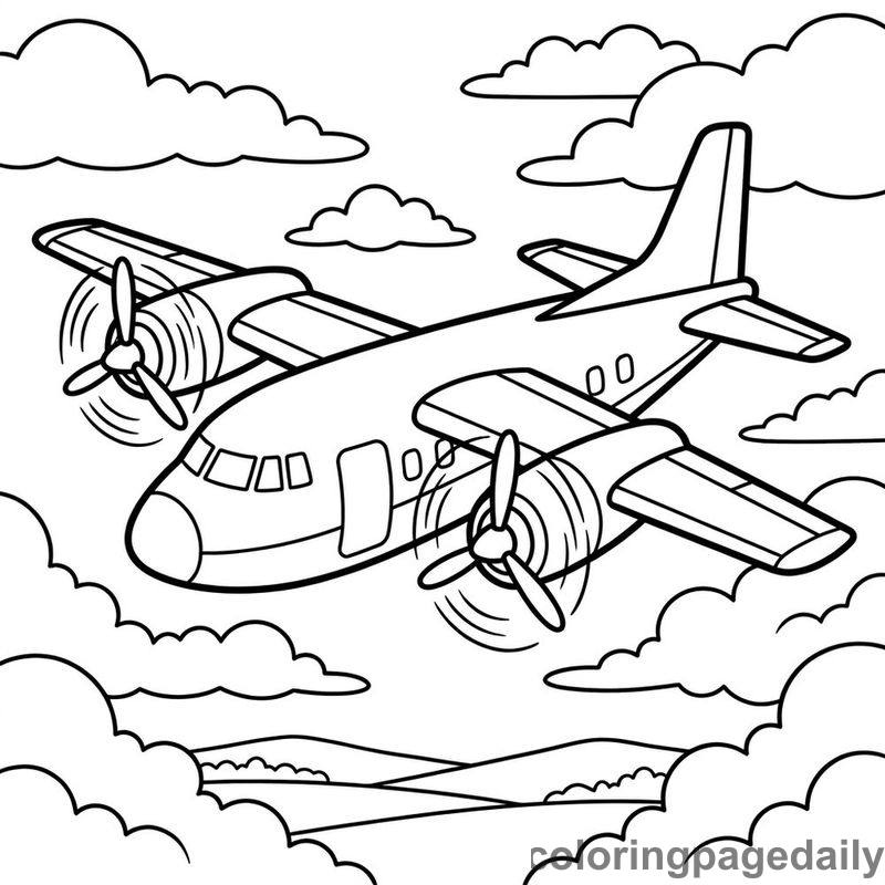Twin Engine Cargo Plane - Colored reference example