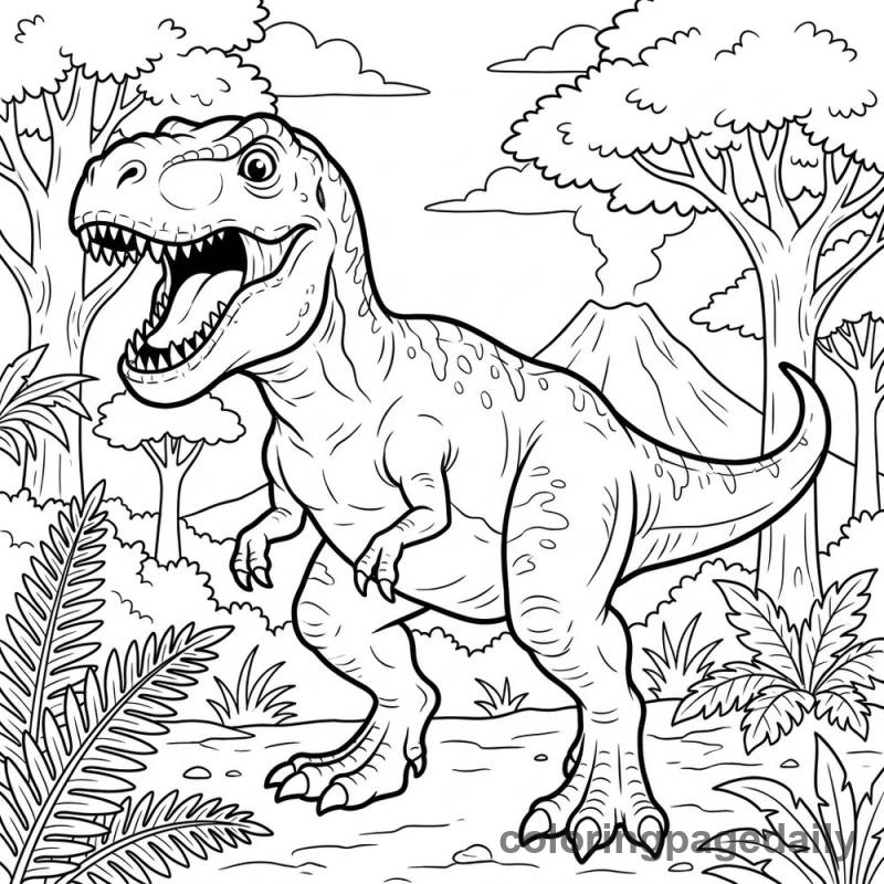 Tyrannosaurus Rex Roaring - Colored reference example