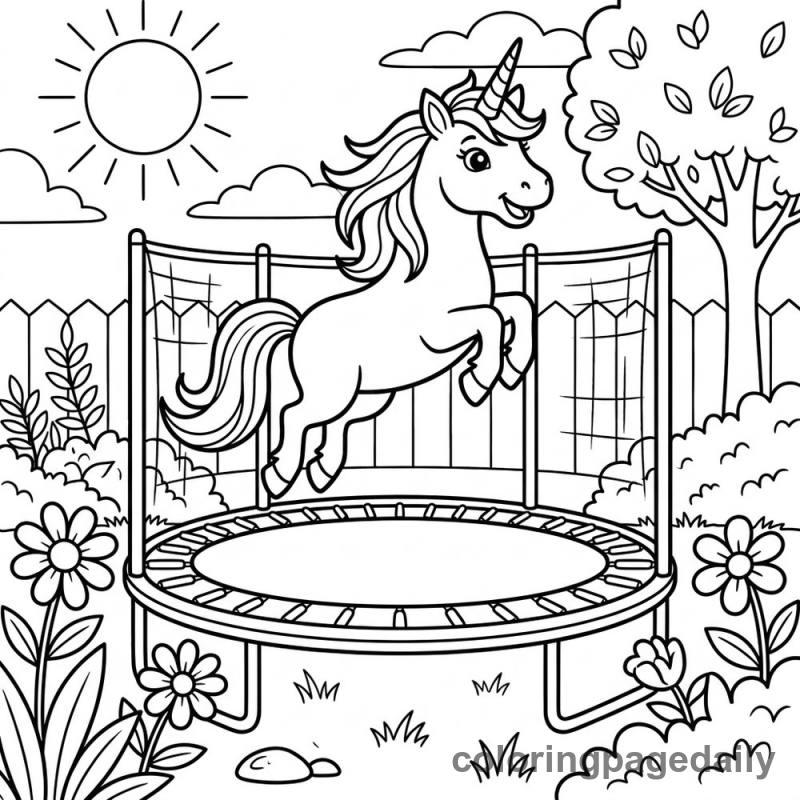 Unicorn Trampoline Fun - Colored reference example
