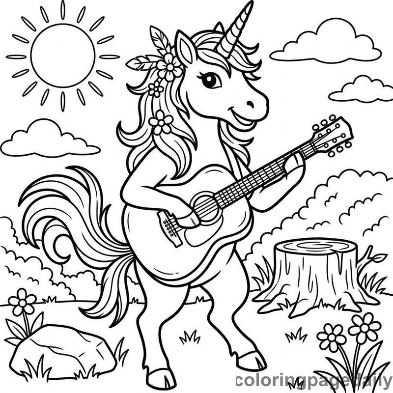 Unicorn Playing Guitar - Colored reference example