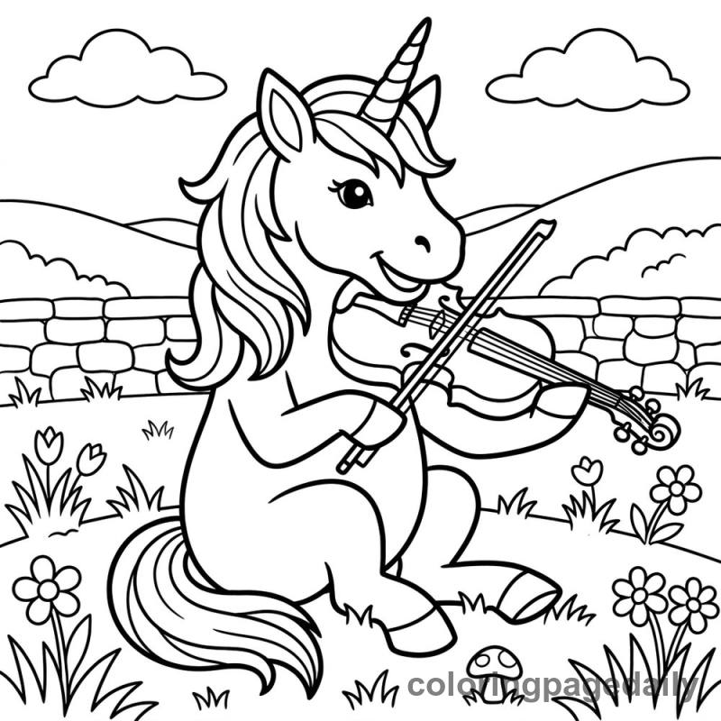 Unicorn Playing Violin - Colored reference example