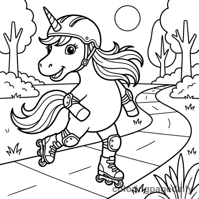 Unicorn Roller Skating - Colored reference example