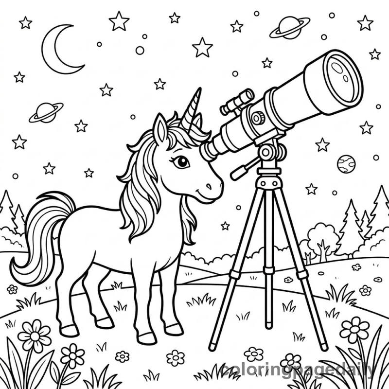 Unicorn Stargazing - Colored reference example