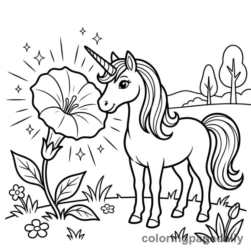 Unicorn's Magical Glowing Flower - Colored reference example