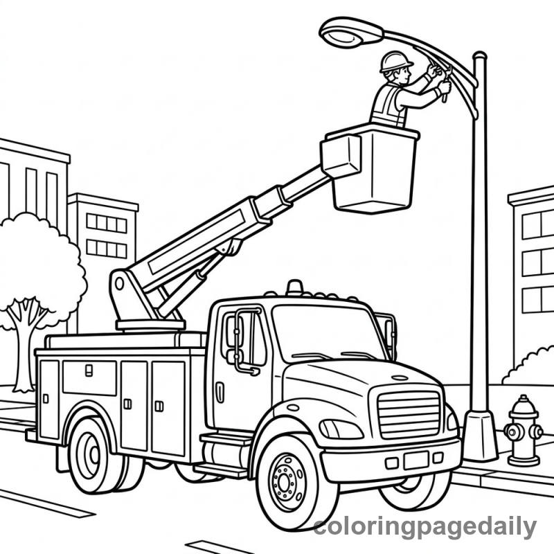 Utility Truck Working - Colored reference example
