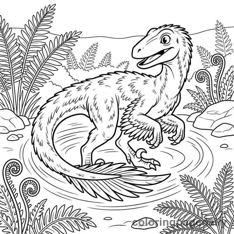 Velociraptor Chasing Its Tail - Colored reference example