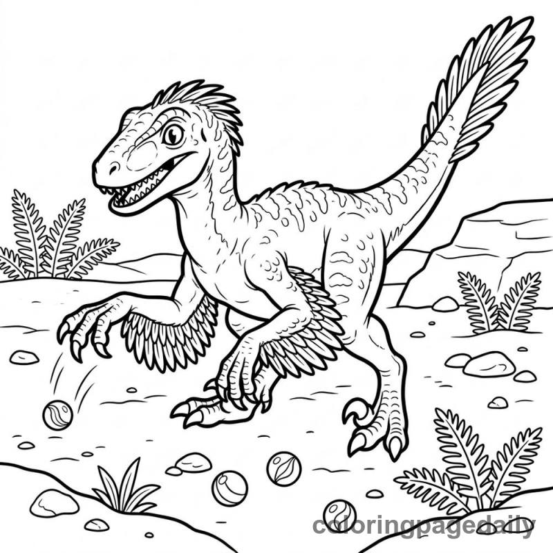 Velociraptor Playing Marbles - Colored reference example