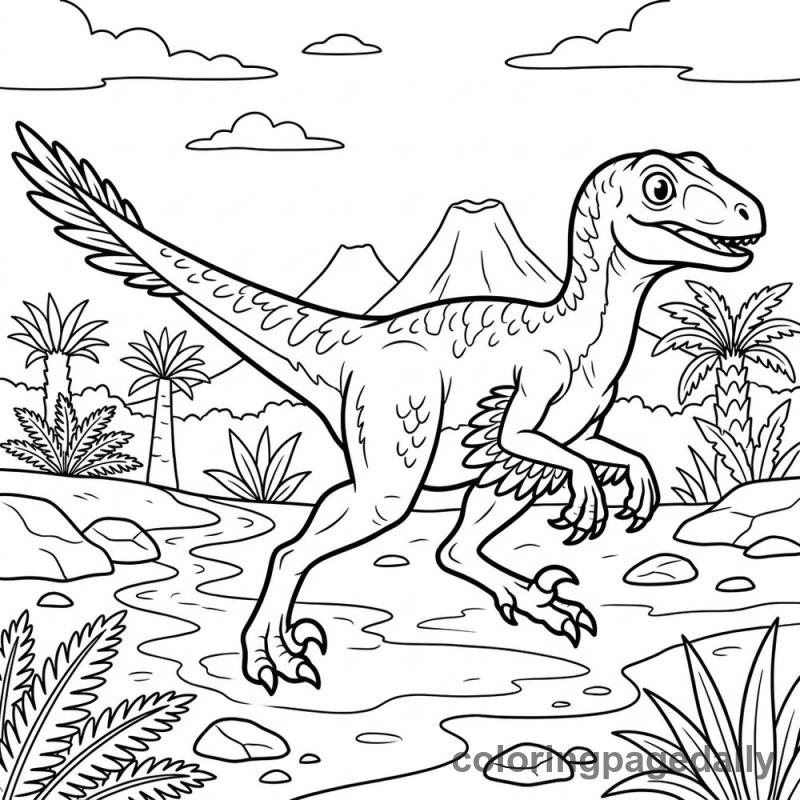 Velociraptor Running Fast - Colored reference example