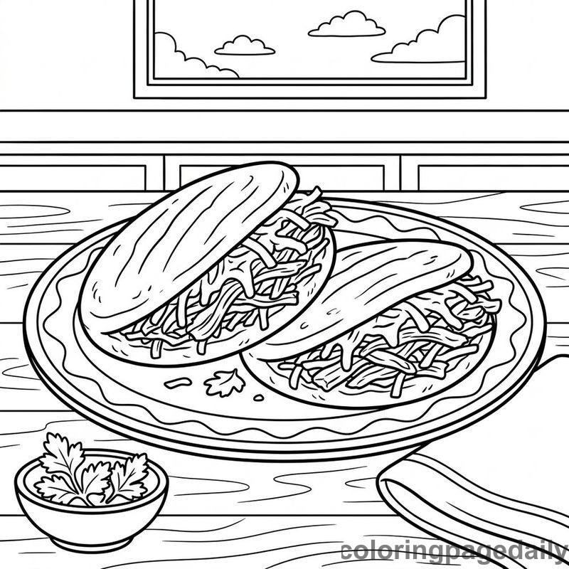 Venezuelan Arepas Plate - Daily printable coloring page in Food category