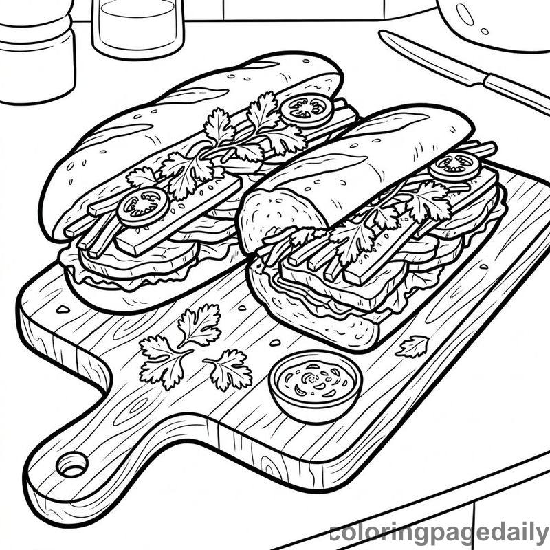 Vietnamese Banh Mi Sandwich - Colored reference example
