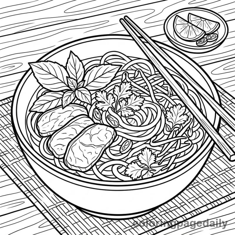 Vietnamese Pho Noodle Soup - Colored reference example