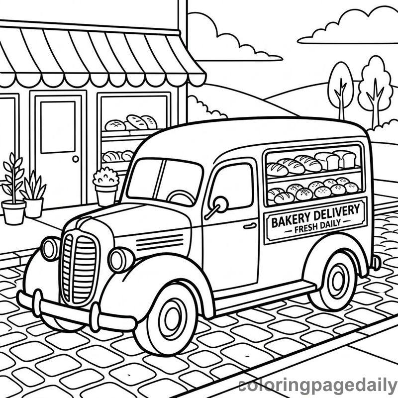 Vintage Bakery Delivery Truck - Colored reference example
