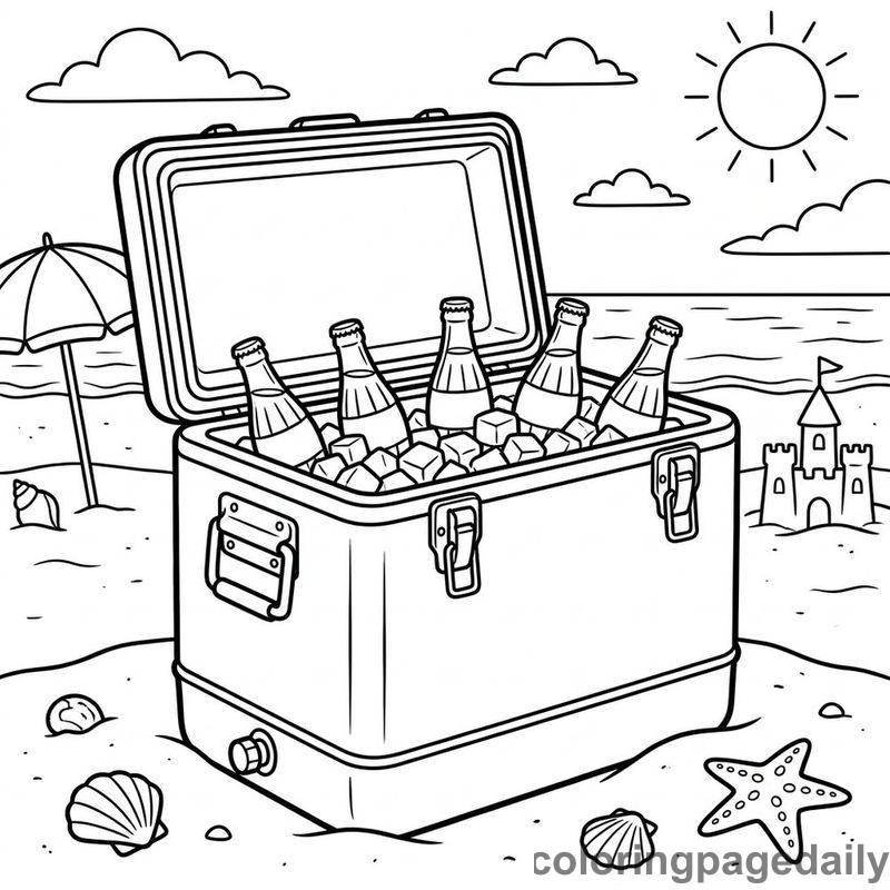 Vintage Beach Camping Cooler - Colored reference example