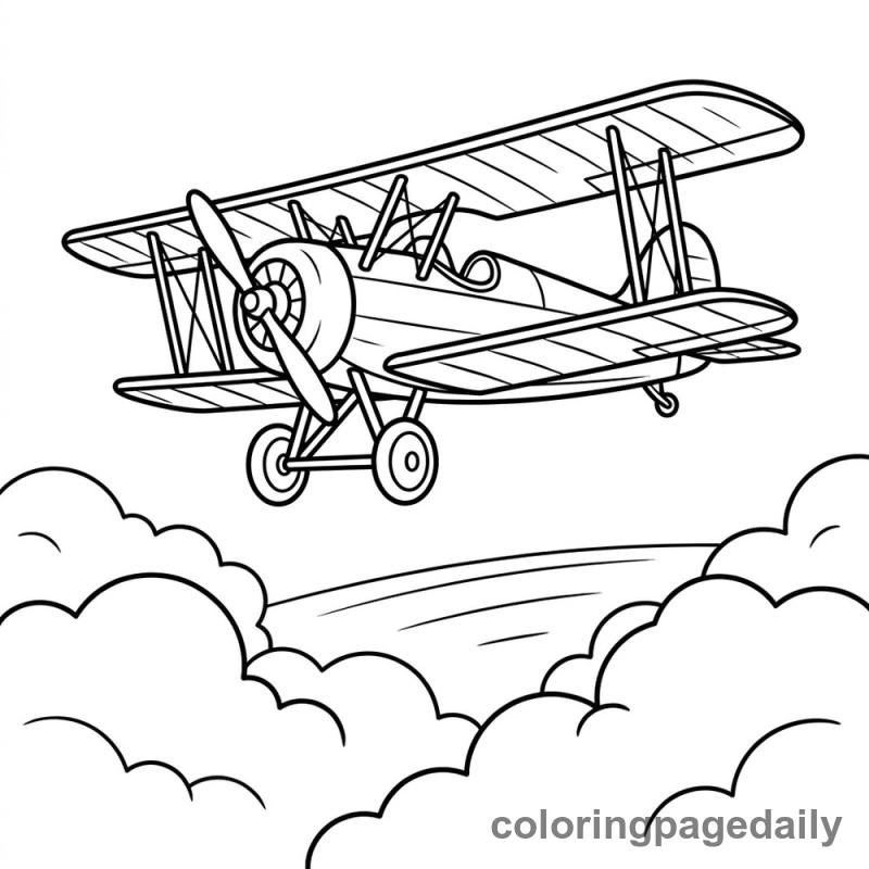 Vintage Biplane Flight - Colored reference example