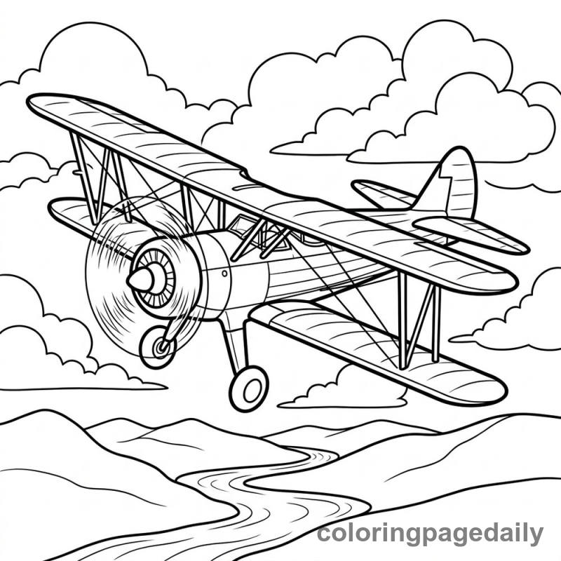 Vintage Biplane Flight - Colored reference example