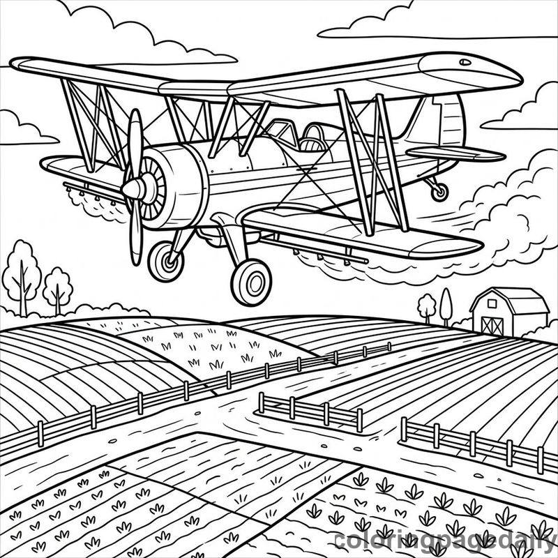 Vintage Crop Duster Airplane - Daily printable coloring page in Vehicle category