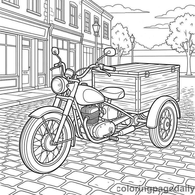 Vintage Delivery Motorcycle - Colored reference example