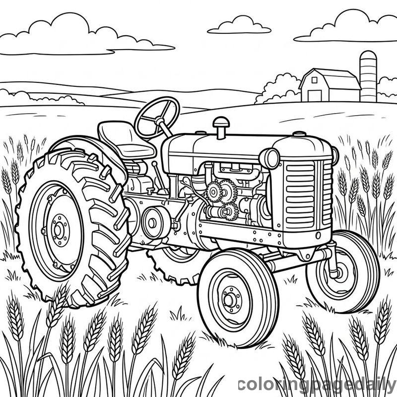 Vintage Farm Tractor - Colored reference example