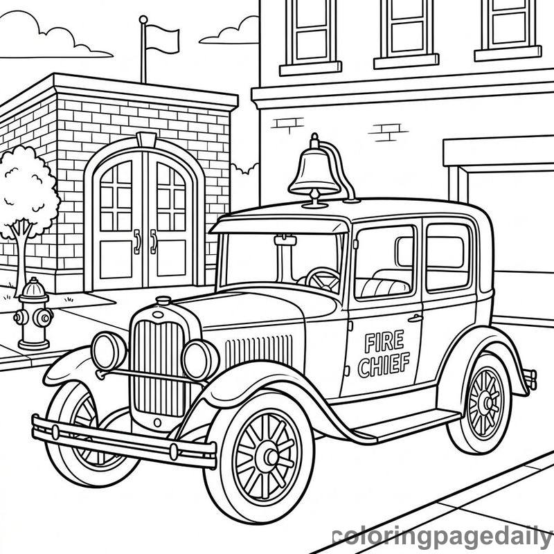 Vintage Fire Chief Car - Colored reference example