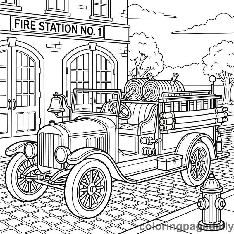 Vintage Fire Engine Truck - Colored reference example