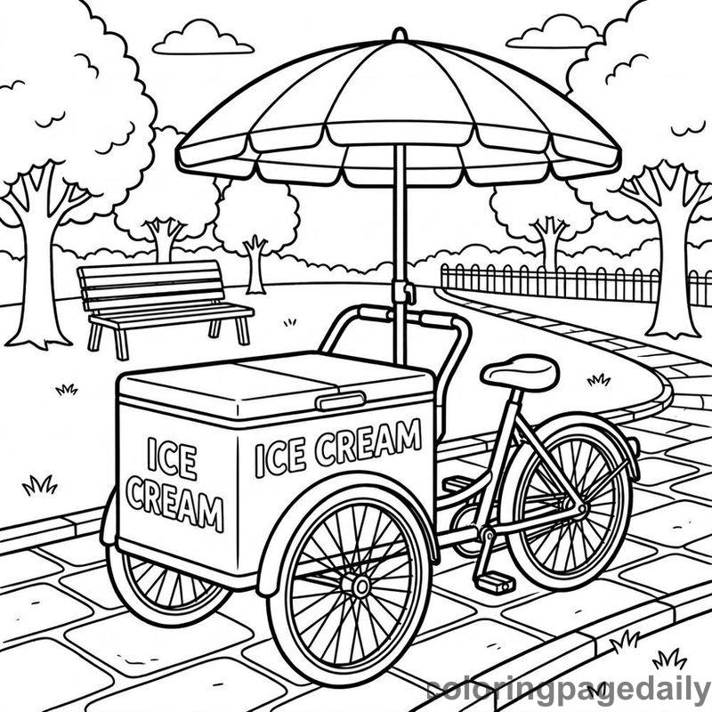 Vintage Ice Cream Tricycle - Colored reference example