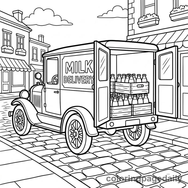 Vintage Milk Delivery Truck - Colored reference example