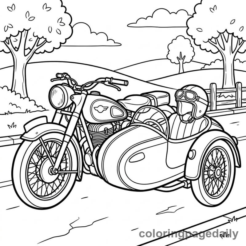 Vintage Motorcycle Sidecar - Colored reference example