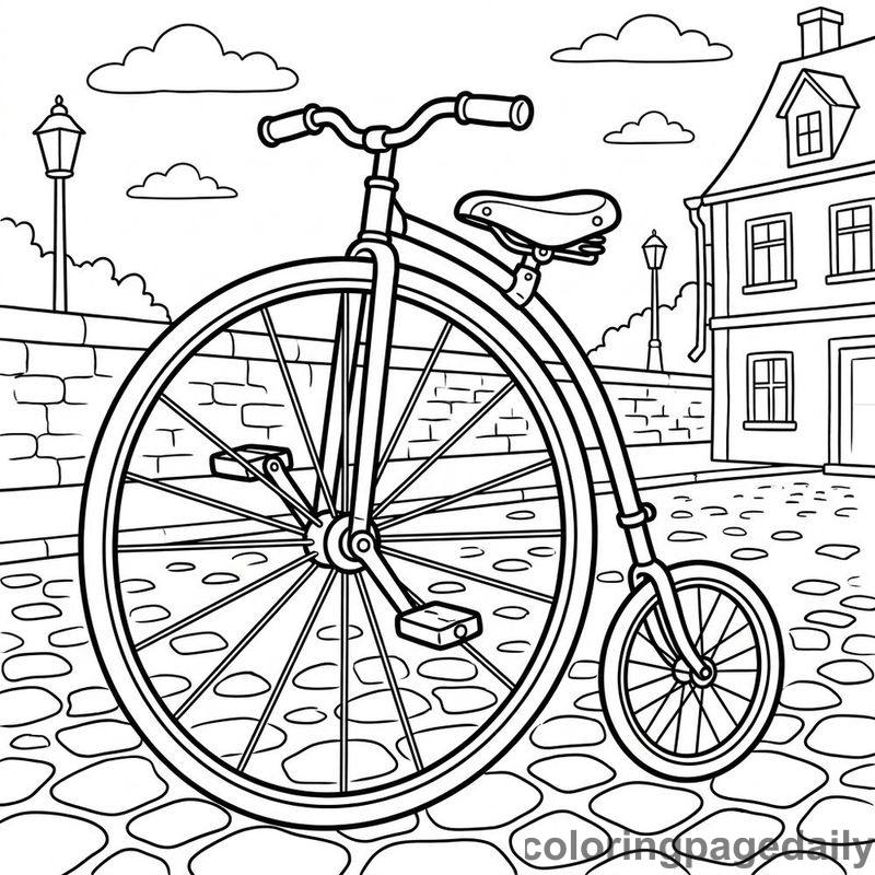 Vintage Penny Farthing - Daily printable coloring page in Vehicle category