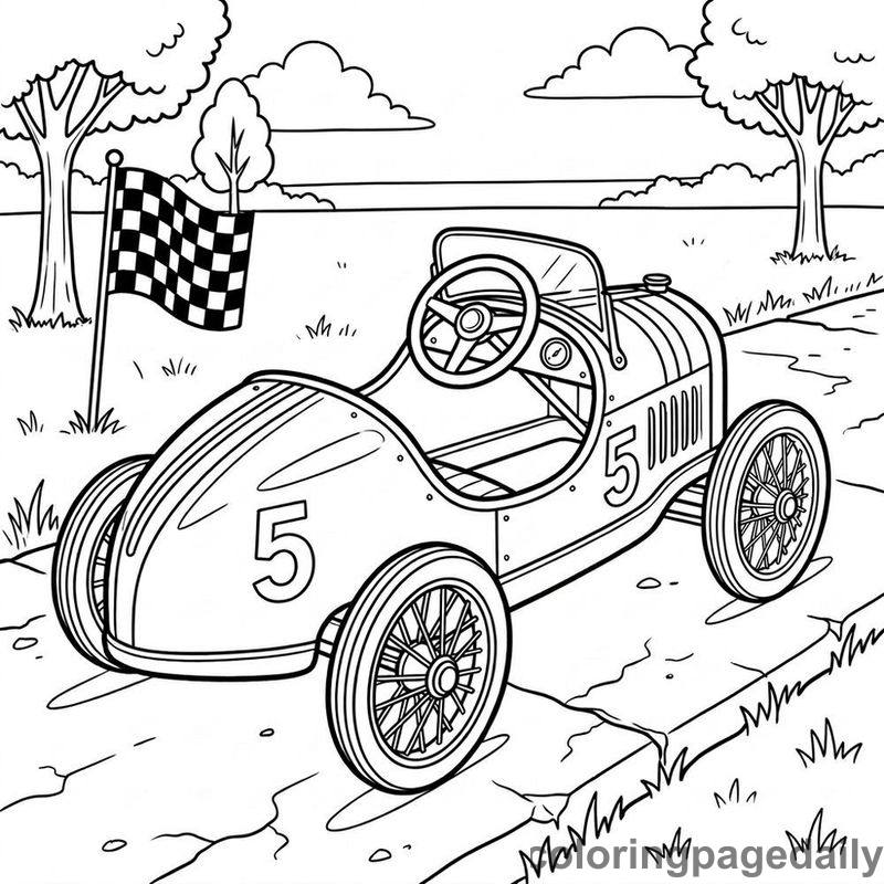 Vintage Racing Pedal Car - Colored reference example