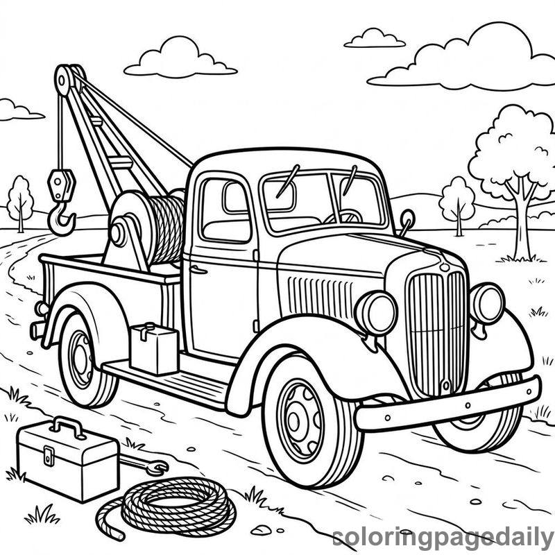 Vintage Tow Truck - Colored reference example