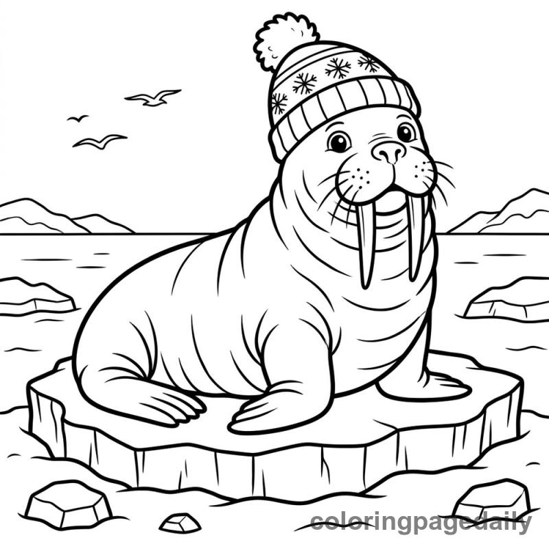 Walrus In Winter Hat - Colored reference example