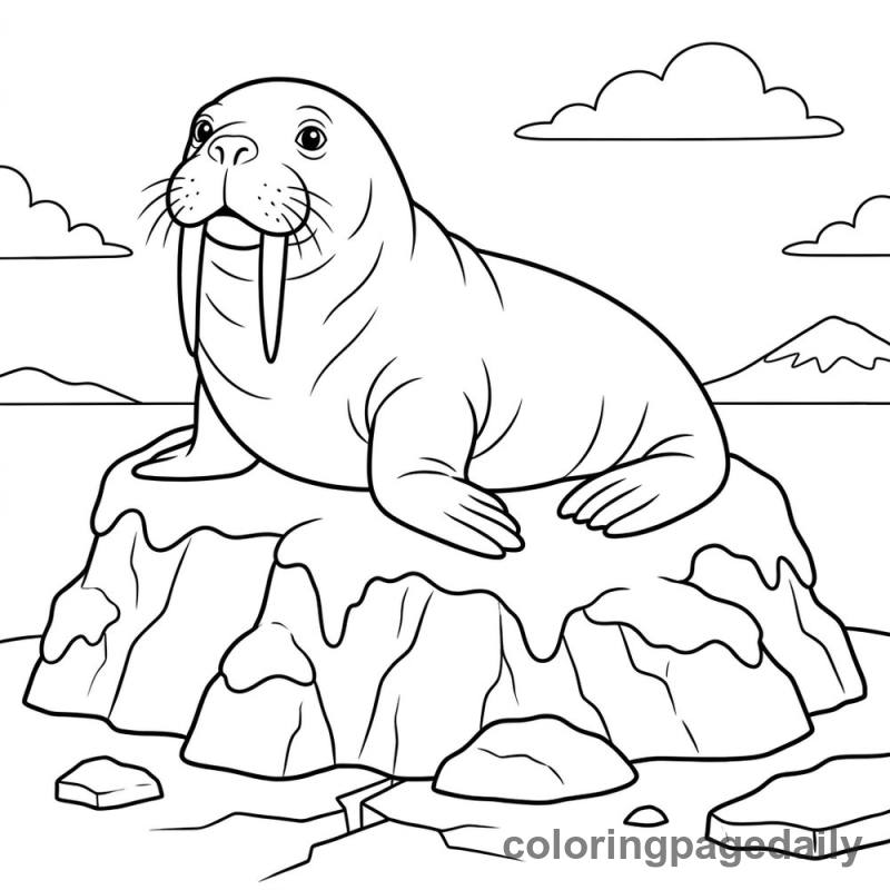 Walrus Resting on Ice - Colored reference example